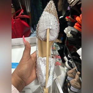 Clear Rhinestone Studded Pumps